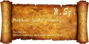 Makkai Szíriusz névjegykártya